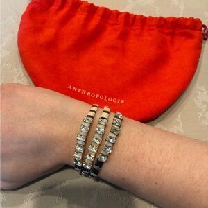 Anthropologie Crystal Stretch Bracelet Set of Three